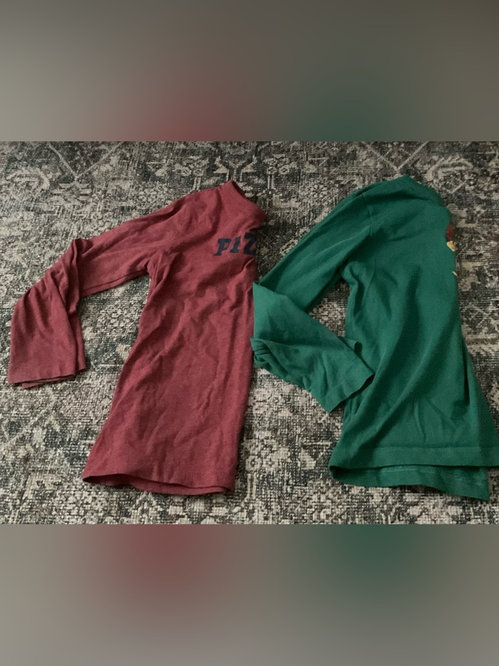 Crewcuts Long-Sleeve Tees in Maroon and Forest Green